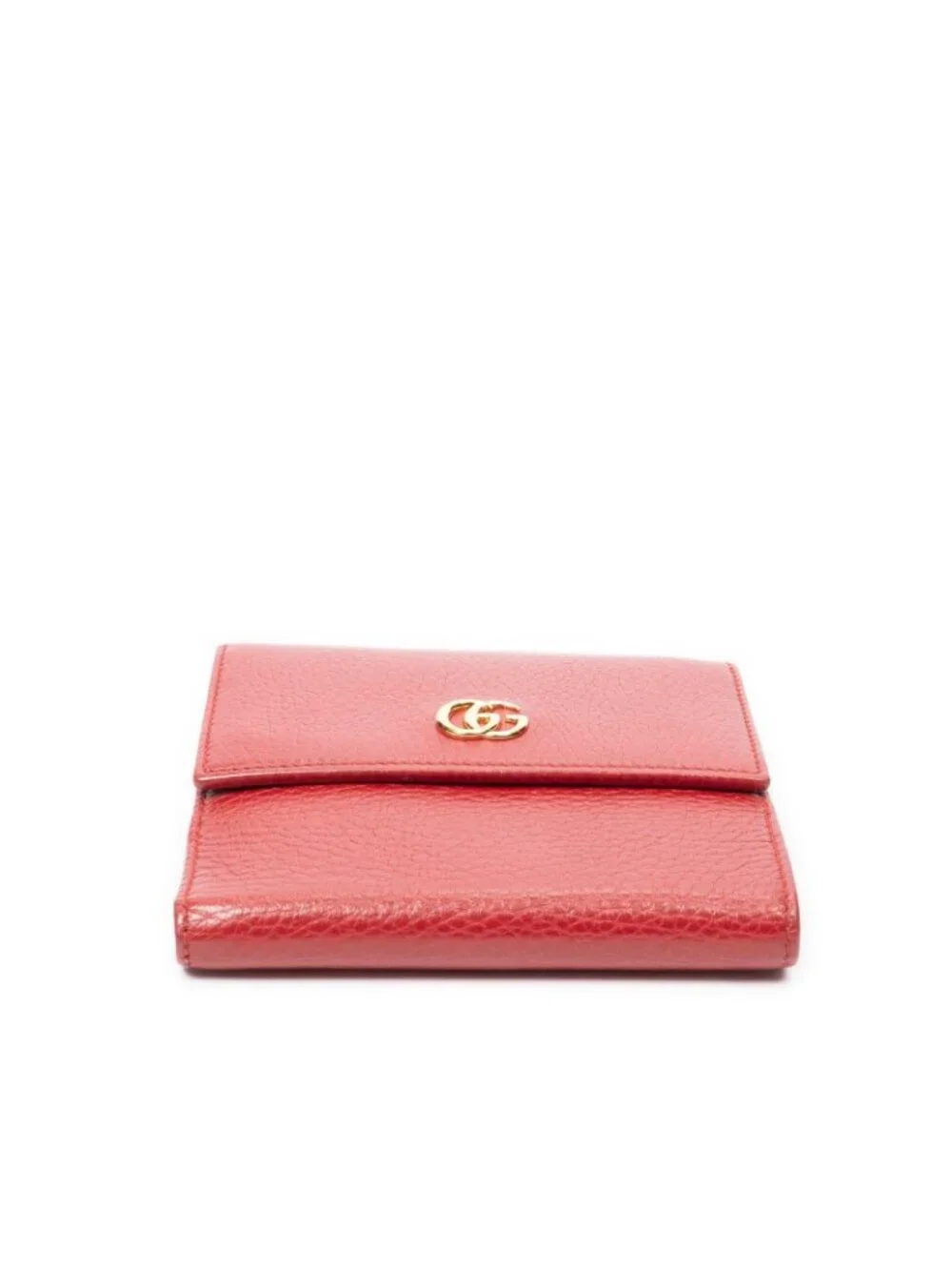 Gucci GG Marmont Compact Wallet Red Grain Calf Skin Leather
